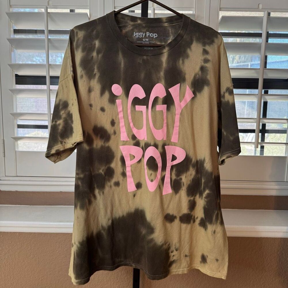 Urban Outfitters Iggy Pop Black And Green Tie Dye Shirt Size S/M Oversize Rock